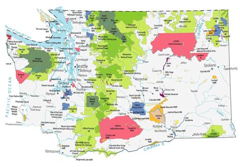 Washington State Map - Places and Landmarks - GIS Geography