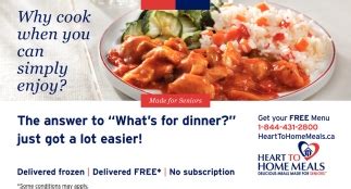 Get Your Free Menu, Heart To Home Meals