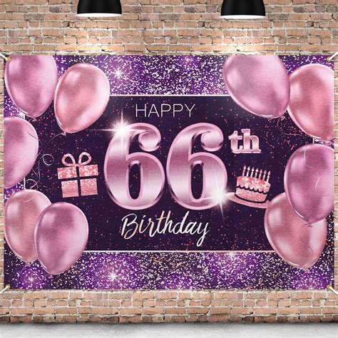 Buy PAKBOOM Happy 66th Birthday Banner Backdrop - 66 Birthday Party Decorations Supplies for ...