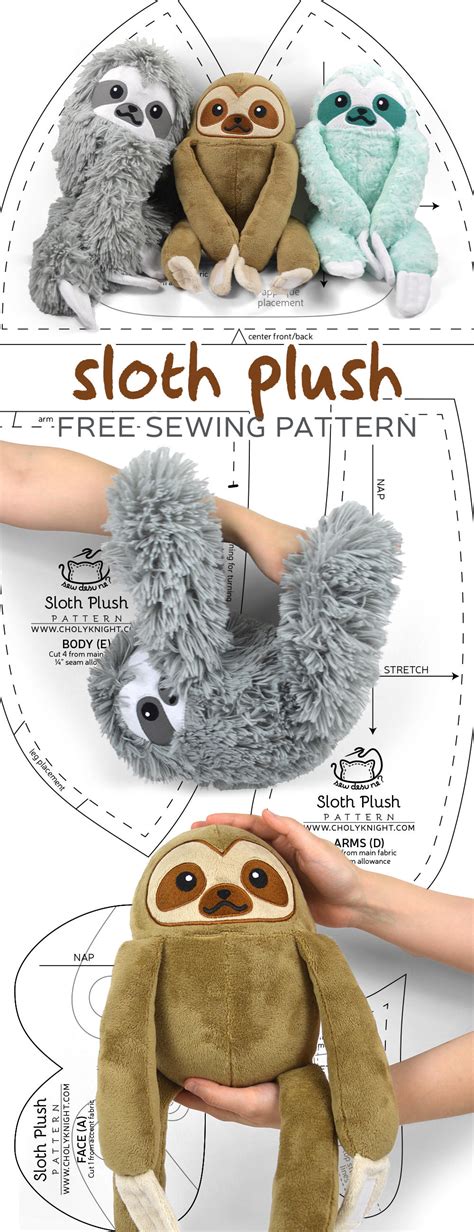 Sloth Plush Sewing Pattern by SewDesuNe on DeviantArt