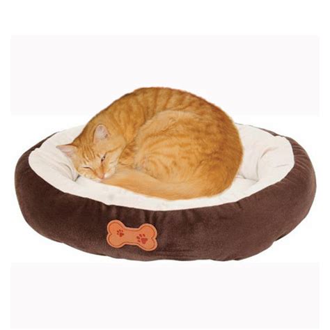 Cat Bed Oval Nesting Pet Bed Brown 20"L x 16"W Bolstered Walls – Cute Cats Store