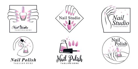 Set of nail polish icon logo with creative element and modern concept ...