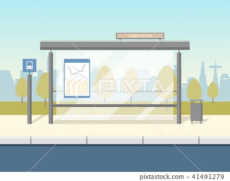 Cartoon Bus Stop Card Poster. Vector - Stock Illustration [41491279] - PIXTA