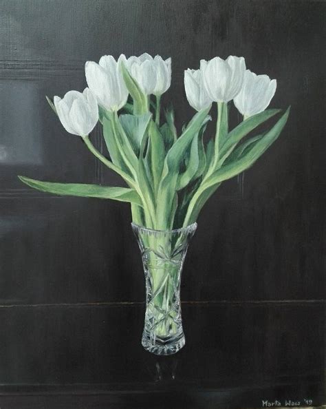 White tulips Painting by Marta Waw | Saatchi Art