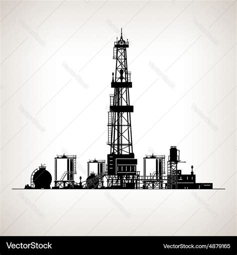 Silhouette drilling rig Royalty Free Vector Image