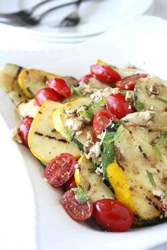 Grilled Pattypan Squash, Tomato & Feta Cheese Salad Recipe - Cookin Canuck