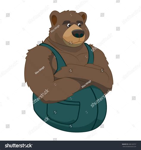 Cartoon Fat Brown Bear Mascot Stock Vector (Royalty Free) 608128757 | Shutterstock