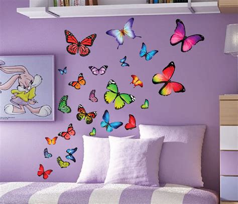 Colorful Butterfly Nursery Kids Wall Decals Set of 40 #3002 - InnovativeStencils