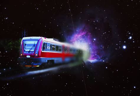 Space Train, Satellite and Orion Nebula. Stock Image - Image of travel, spead: 135866581