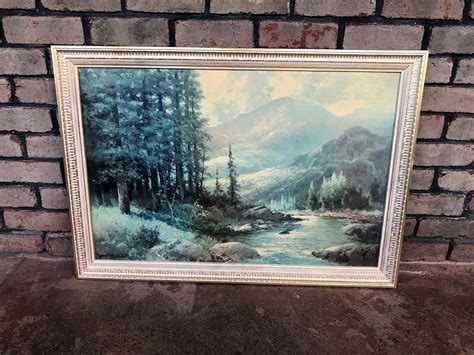 Robert Wood Framed Print, Mountain Stream, Vintage Framed Art, Vintage ...