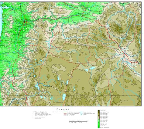 Oregon Elevation Map