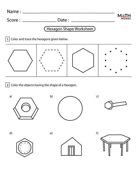 Hexagon Worksheets - Math Monks