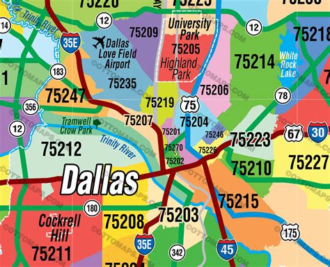 Dallas Fort Worth Zip Code Map - Zip Codes Colorized – Otto Maps