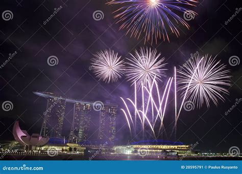 Fireworks Over Marina Bay Sands Stock Image - Image of attraction ...