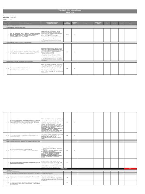 ISO 14001-2015 Internal Audit | PDF