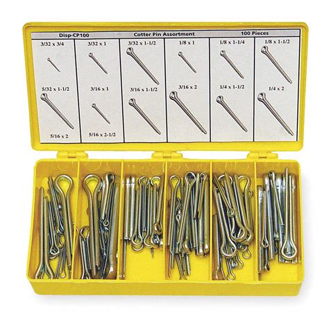 ITW BEE LEITZKE Stainless Steel Cotter Pin Assortment, Sizes: 10, Plain Fastener Finish - 2WZU7 ...