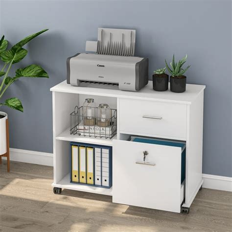 Tribesigns 2-Drawer File Cabinet, Mobile Lateral Filing Cabinet with Lock and Wheels, Storage ...