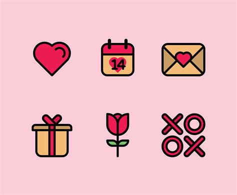 Sweet Valentine Icons Vector Vector Art & Graphics | freevector.com