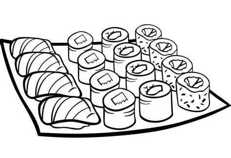 Sushi Dish Coloring Page - Free Printable Coloring Pages for Kids