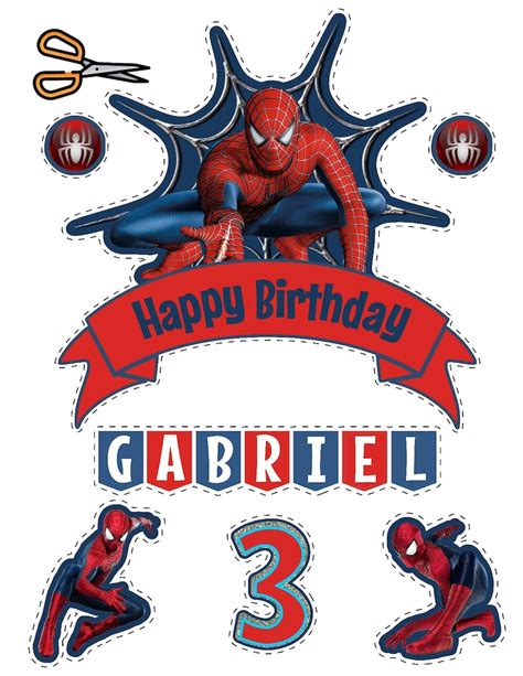 Spiderman Cake Topper Digital and Printed Banderin Hombre | Etsy