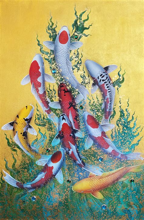 9 Koi Fish Artwork For Prosperity and Money Wealth | Royal Thai Art