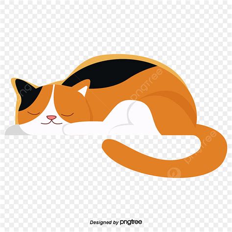 Sleeping Cats Vector PNG Images, Black Spotted Orange Cat Sleeping, Cat ...