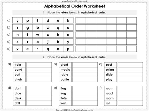 Alphabetical Order - Year 2 | Teaching Resources