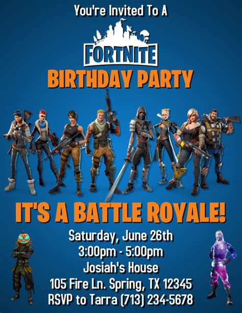 Fortnite Birthday Party Invitation Template | TUTORE.ORG - Master of Documents