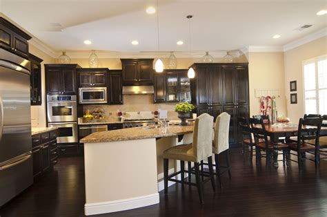 Dark Brown Wood Floor Kitchen / Best 60 Modern Kitchen Dark Hardwood ...