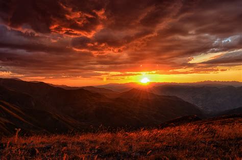 Sunset Landscape Mountains Clouds 4k Wallpaper,HD Nature Wallpapers,4k Wallpapers,Images ...