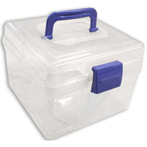 Clear Plastic Storage Box With Blue Plastic Top Handle And Latch -8.25 Inches Wide - Walmart.com ...