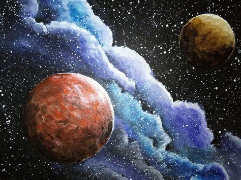 Alien planets with nebula painting. Acrylic on canvas.....April 2017 | Planet painting, Nebula ...