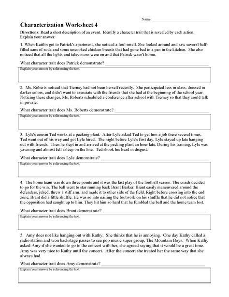 Direct And Indirect Characterization Worksheet - Zipworksheet.com