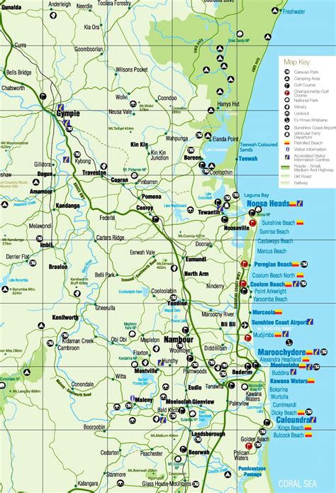 Sunshine Coast tourist map - Ontheworldmap.com