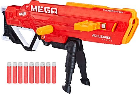 Buy NERF Thunderhawk Nerf AccuStrike Mega Toy Blaster - Longest Nerf Blaster - 10 Official ...