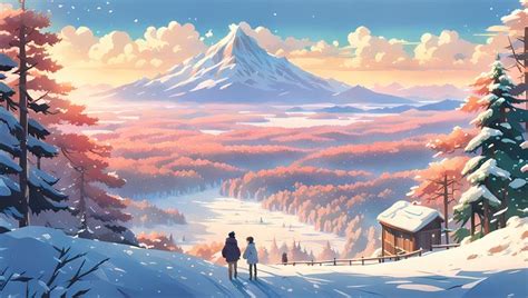 Thanksgiving Winter Anime Art Style in 2024 | Scenery wallpaper, Winter art, Winter wallpaper