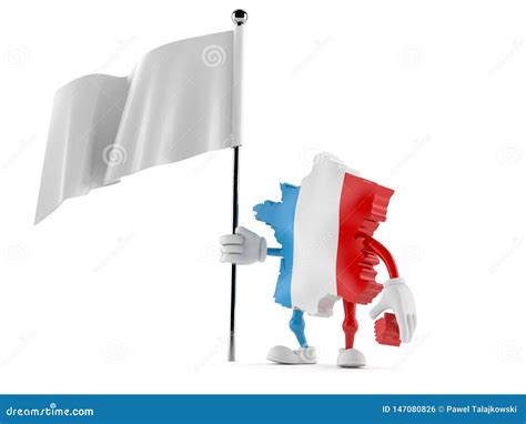 France Character Holding Blank Flag Stock Illustration - Illustration of holding, surrender ...