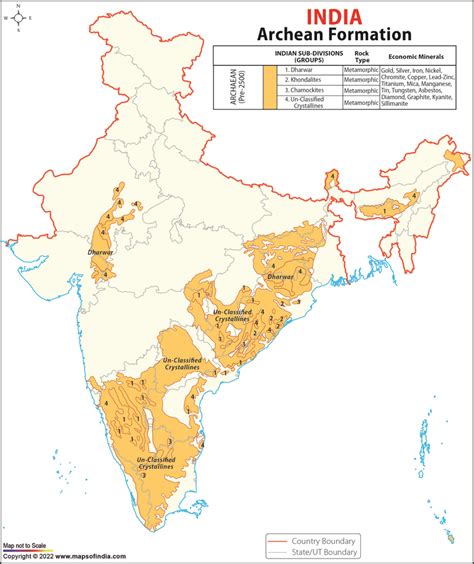 Archean Formation in India, Location on Map