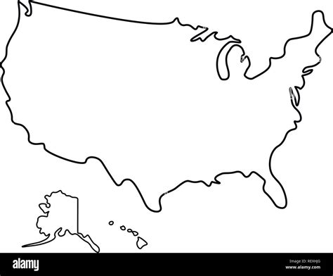 Map of USA - outline. Silhouette map of United States of America vector ...