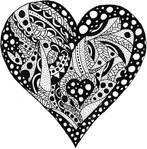 Zentangle Heart. Geometric Abstract Heart. Handmade Illustration For Design Drawing by Cass ...