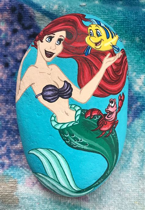 Painted Rock - Ariel and Friends by starfiregal92 on DeviantArt