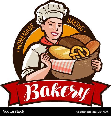 Bakery bakeshop logo or label woman baker Vector Image