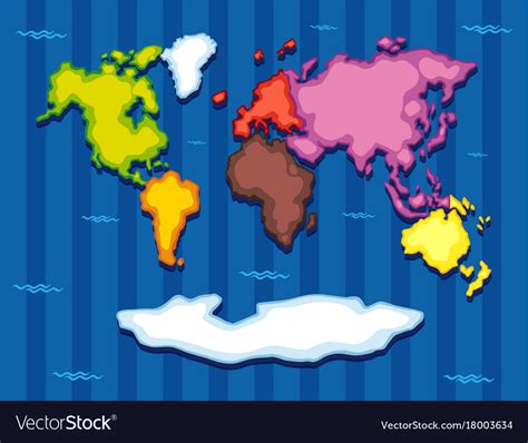 World map with seven continents Royalty Free Vector Image