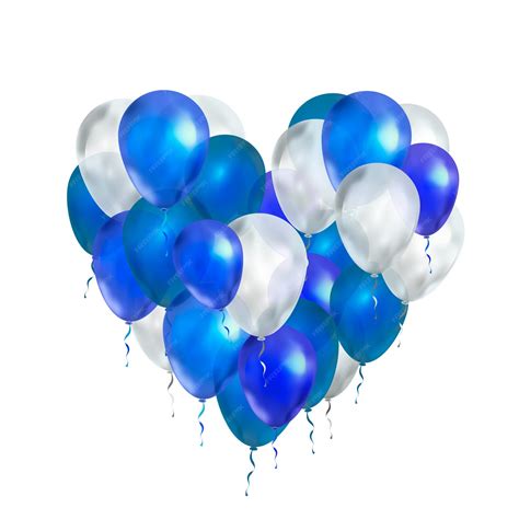 Premium Vector | Luxury balloons in blue and white colours in heart ...