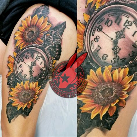 Clock Pocket Watch Sunflower Flower Color Black and Grey Antique Vintage Real Realistic best 3D ...