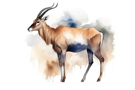 Premium AI Image | Watercolor antelope illustration on white background