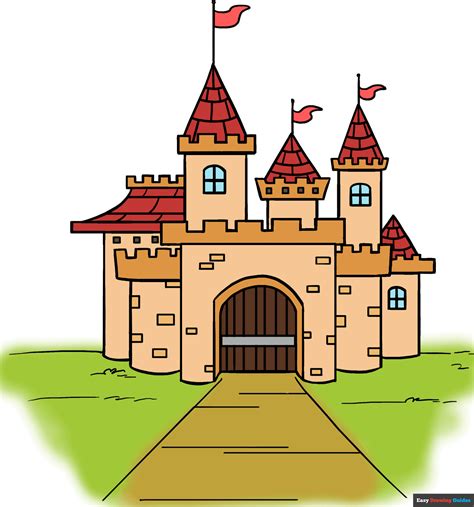 How to Draw a Cartoon Castle in a Few Easy Steps | Easy Drawing Guides