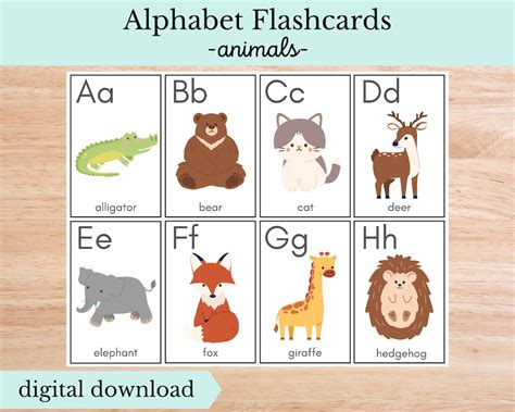 Animal Alphabet Flashcards, Digital Download - Etsy