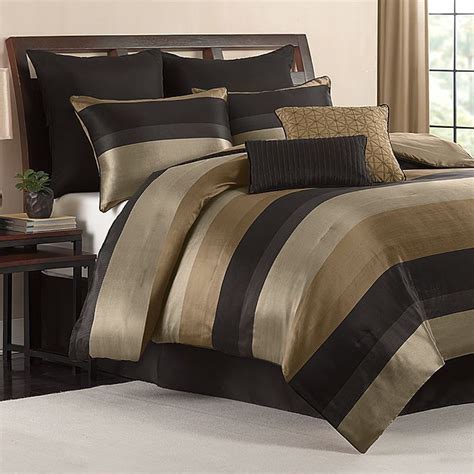 King Size Set Comforter 8 Piece Bed Bedding Black Gold Luxury New Free Shipping #Hudson # ...