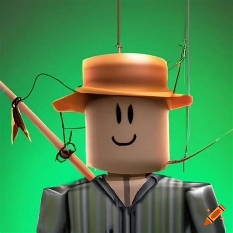 Roblox character flying with fishing pole